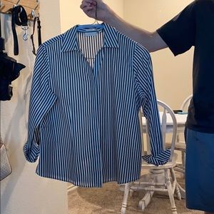 Chico’s Grey and white button up